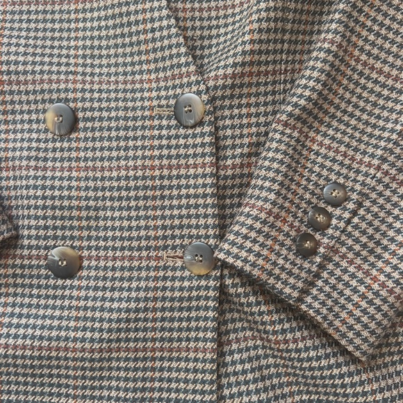 VTG Charter Club 100% wool jacket blazer size 8 houndstooth double breasted - Picture 3 of 5